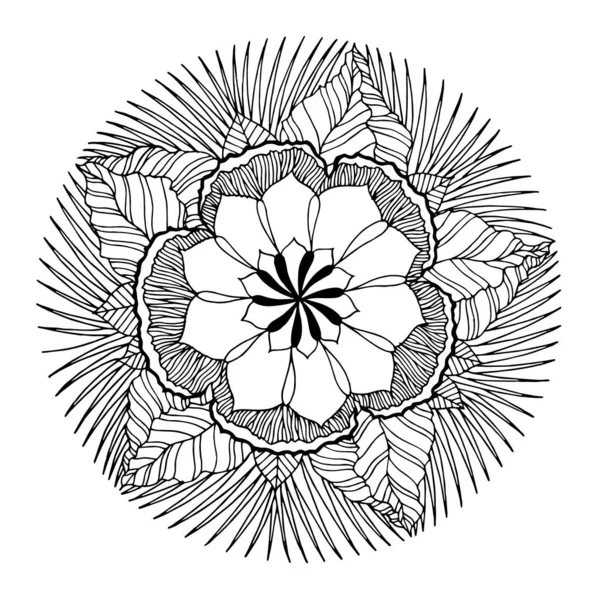 Çakra mandala simge sembolü, çiçek çiçek, vektör el çizilmiş, illüstrasyon işareti