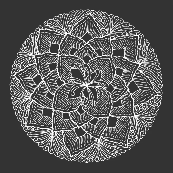 Chakra Mandala Symbol, Blume Blumen, Vektor Hand gezeichnet, Illustration Zeichen — Stockvektor