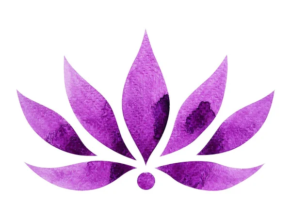 Violette Kronenfarbe des Chakra-Symbolkonzepts, Blume blumig, Aquarellmalerei — Stockfoto