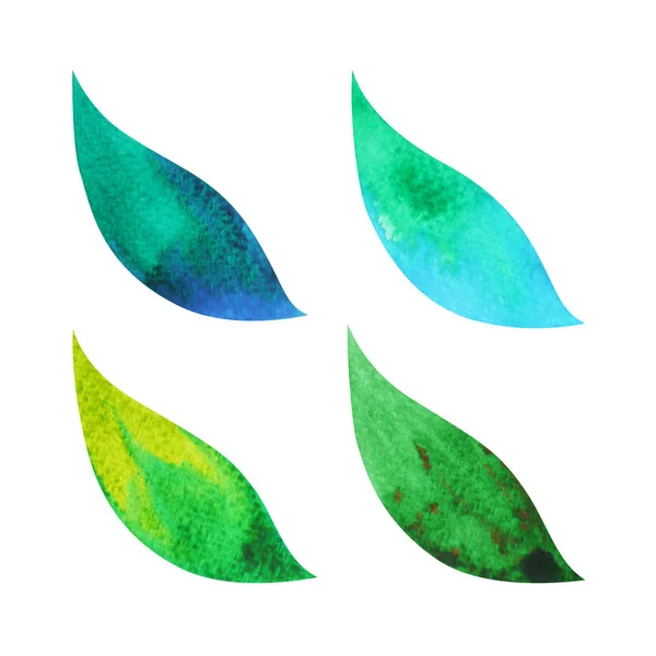 Yaprak sembolü seti, suluboya resim el çizilmiş illüstrasyon tasarımı — Stok fotoğraf
