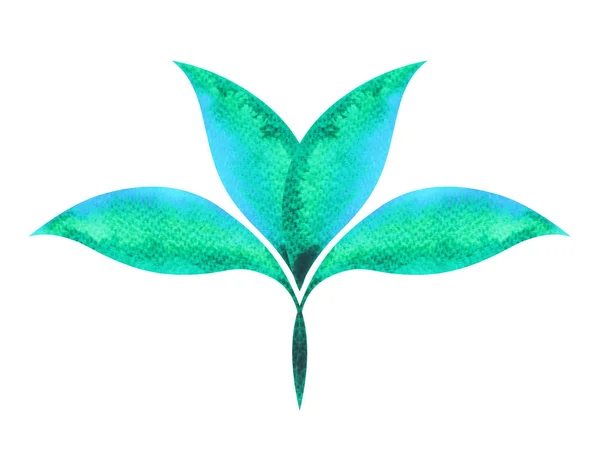 Verde, color azul del concepto de símbolo de chakra, hoja floral de flores, pintura de acuarela —  Fotos de Stock