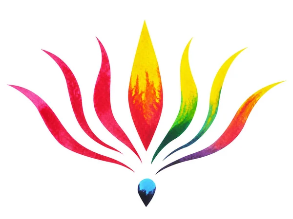 7 Farben des Chakra-Symbolkonzepts, Blume Blumenblatt, Aquarellmalerei — Stockfoto