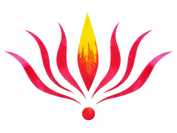 Czerwony kolor koncepcji symbol Chakra, kwiat kwiatowy liść, akwarela malarstwo — Zdjęcie stockowe