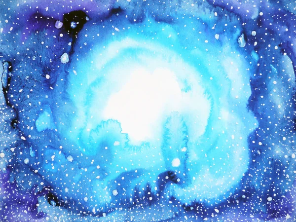 Luz abstrata, azul escuro, preto, pintura da aquarela do poder do universo — Fotografia de Stock