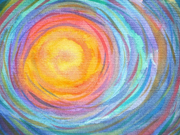 Colorful spiral sun power background watercolor painting