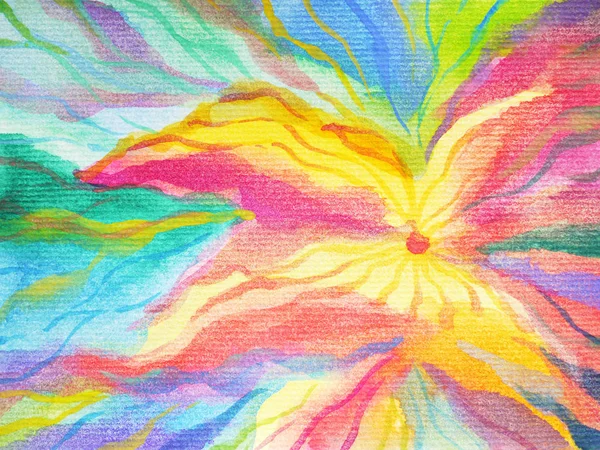 Duhový květinový květ barevná barevná akvarel malba pozadí Ruční kresba — Stock fotografie