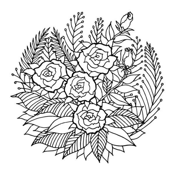Символ символа розы мандала, цветочный лист, векторная рука нарисована — стоковый вектор