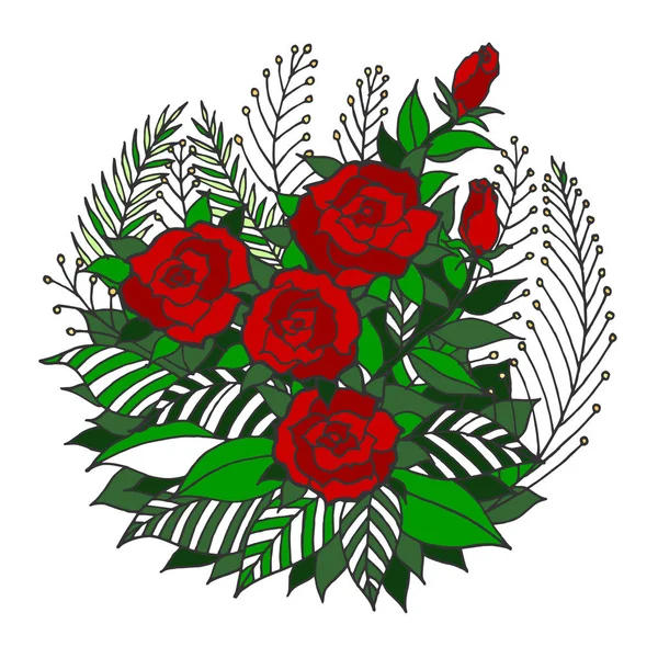 Rose mandala icona simbolo logo, fiore foglia floreale, vettore disegnato a mano — Vettoriale Stock