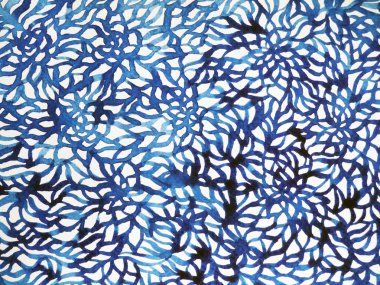 soyut çiçek desen tasarım illüstrasyon suluboya boyama, mavi ve beyaz sesi