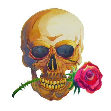 ölü el çizim ve suluboya boyama şeker kafatası gün