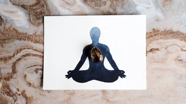 chakra human lotus pose yoga abstract mind mental smoky quartz stone power watercolor painting illustration design hand drawing selected focus