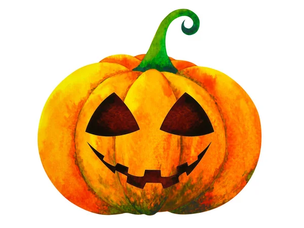 Pumpa Halloween Akvarell Målning Illustration Design Vit Isolerad Klippning Väg — Stockfoto
