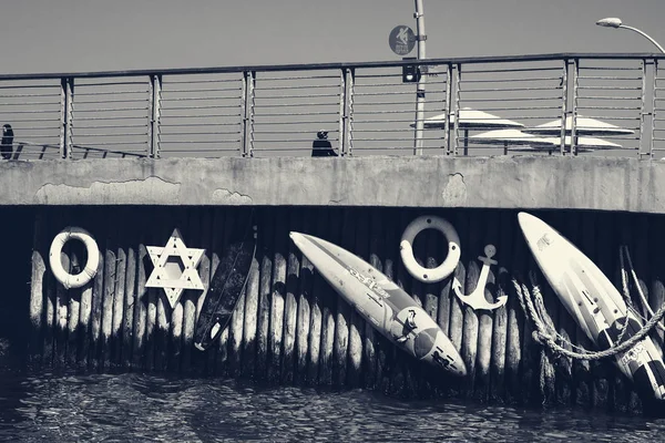 Tel Aviv Israel March 2019 Tel Aviv Port Promenade Wall — стокове фото