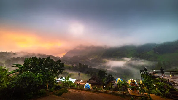 Reggeli Köd Doi Luang Chiang Dao Chiang Mai Thaiföld — Stock Fotó