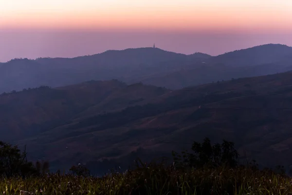 Sunrise Viewpoint Fog Covering Mountains Thailand — Stock Photo, Image