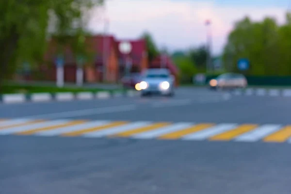 Imagen Borrosa Coche Paseos Por Fondo Abstracto Ciudad — Foto de Stock