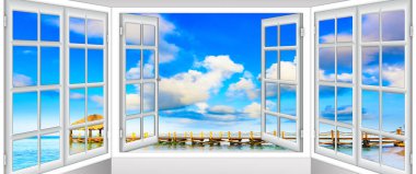 Deniz tatil köyünün doğasından şık bir manzara.