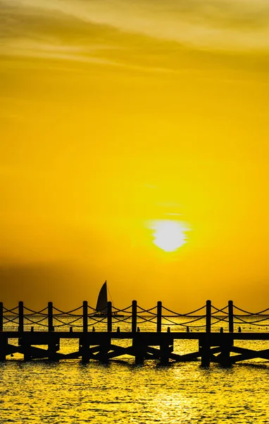 Sun Sea Tropical Sunset View Pier Caribbean Beach — Stock Photo, Image