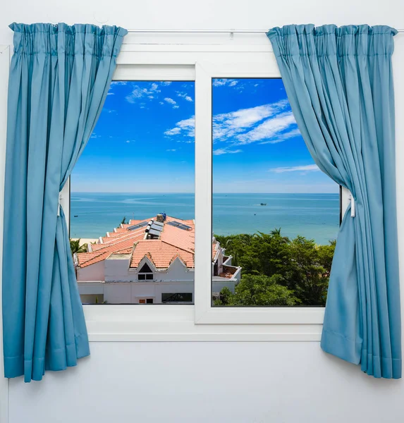 Вид Вікна Готелю Курорт Тропіки Морське Узбережжя — стокове фото