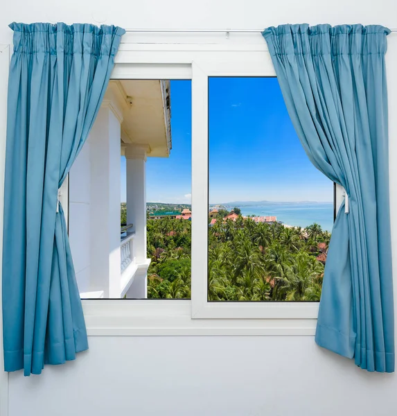 Blick Aus Dem Hotelfenster Resort Tropen Meeresküste — Stockfoto