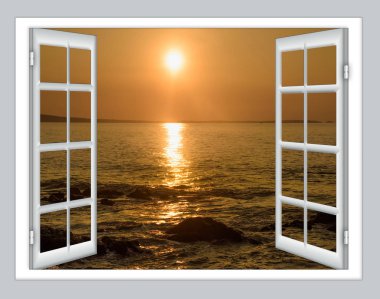 Gökyüzünün açık penceresi bulutlu gün doğumu