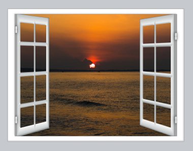 Gökyüzünün açık penceresi bulutlu gün doğumu