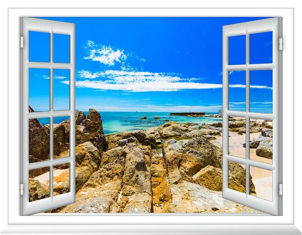 Sea View Window Island Sunny Summer Day — Stock Photo, Image