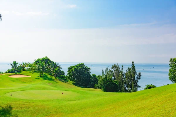 Jól Ápolt Mező Zöld Gyep Golf Játék — Stock Fotó