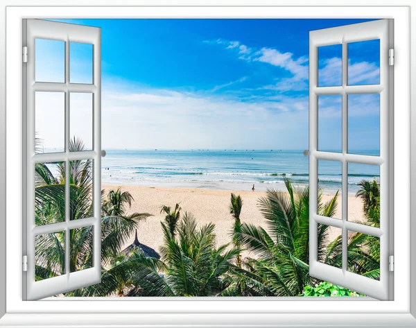 Paradies Mit Meerblick Aus Dem Fenster Auf Der Insel Des — Stockfoto