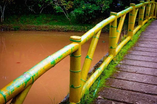 Arco Puente Madera Sobre Río Trópico Vietnam — Foto de Stock