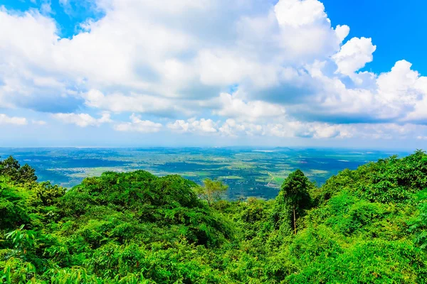 Vista Altura Céu Azul Selva Verde Tropical Com Nuvens Vietnam — Fotografia de Stock