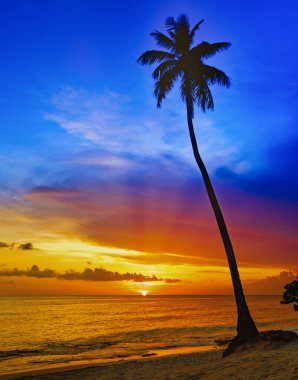 Karayipler 'in güzel, sakin gün batımı güzel havada.