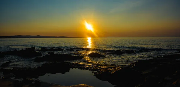 Schöne Ruhige Farbe Sonnenuntergang Der Karibik Bei Schönem Wetter — Stockfoto