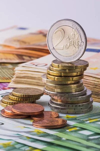 Euro sikke ve euro banknot. Euro para.