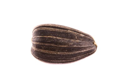 Beyaz arkaplanda izole edilmiş ayçiçeği tohumları.