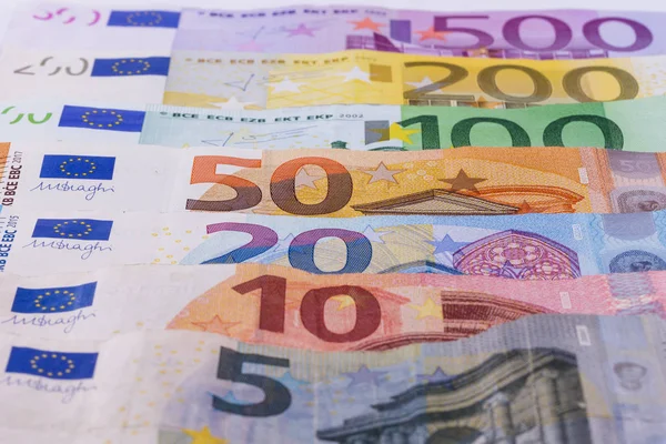Euro banknotes. The currency of the European Union.