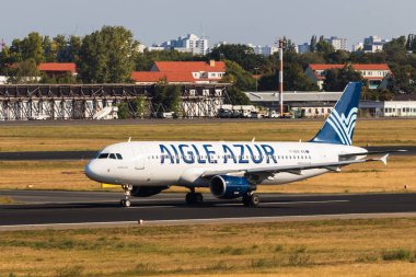 BERLIN, GERMANY - September 7, 2018: Aigle Azur, Airbus A320-214 at Tegel airport in Berlin.