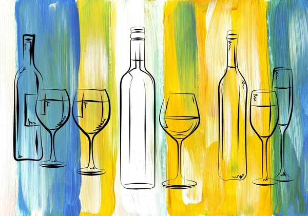 Vino Arte Ilustración Diseño Icónico —  Fotos de Stock