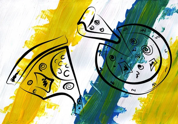 Düz stil üzerinde boyalı arka plan izole simgesi Pizza