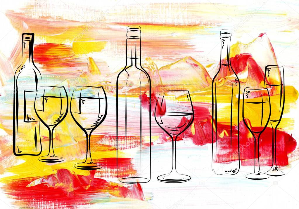 Wine art illustration design iconic