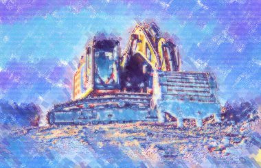 Ekskavatör illüstrasyon renk sanat tasarım