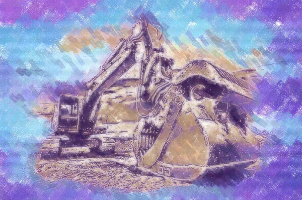 Excavator illustration color art design