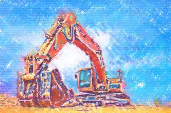 Excavator Illustration Color Art Design — Stock Photo, Image