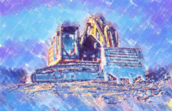 Ekskavatör illüstrasyon renk sanat tasarım