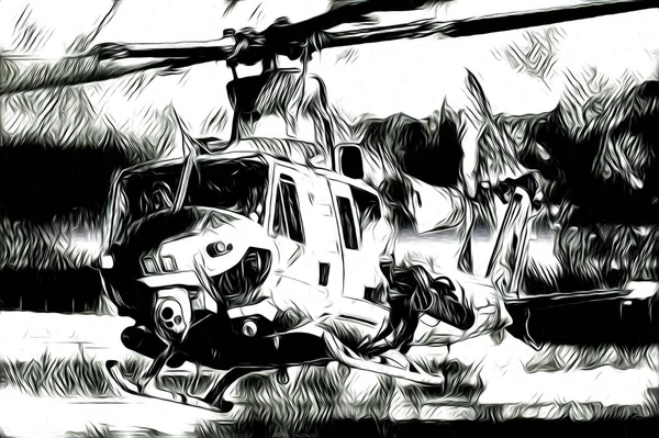 Illustration Conception Hélicoptère Militaire — Photo