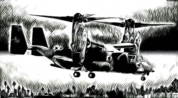 Militaire Helikopter Kunst Ontwerp Illustratie — Stockfoto
