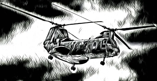 Helicóptero Militar Ilustración Diseño Arte — Foto de Stock