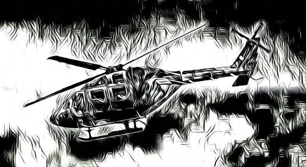 Wojskowy Helikopter Sztuki Projektowania Ilustracja — Zdjęcie stockowe