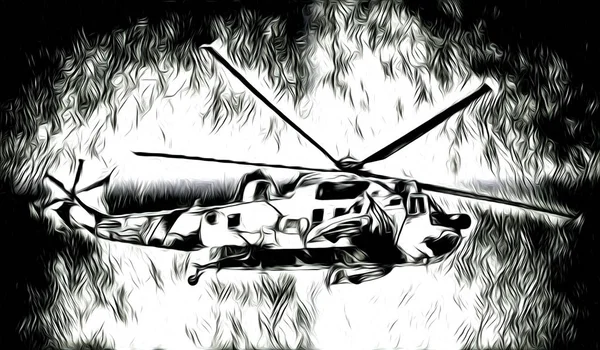 Helicóptero Militar Ilustración Diseño Arte —  Fotos de Stock
