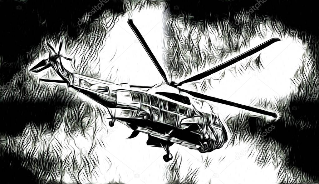Military helicopter art design illustration
